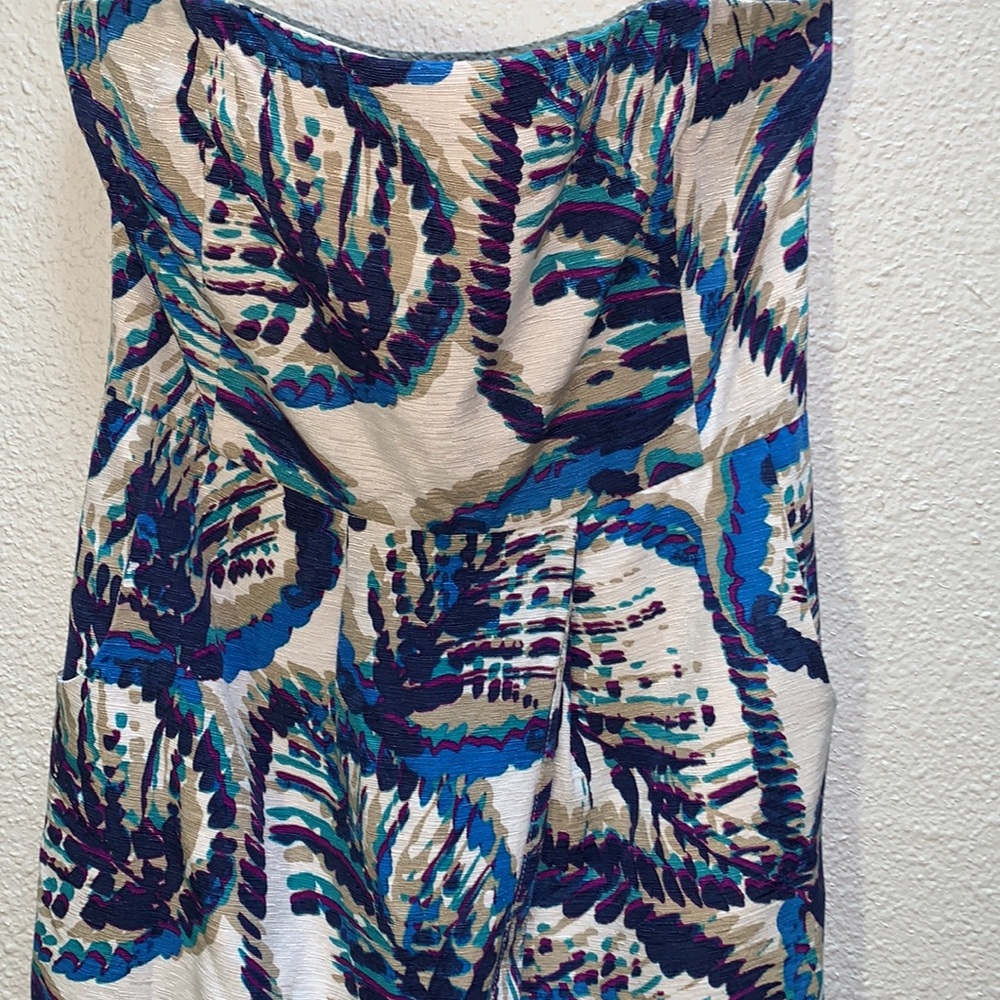 Banana Republic SILK textured leaf print multicolor fitted knee length Dress 4 - Picture 3 of 15